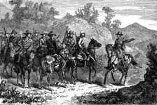 The Basuto War: colonial volunteers reconnoitring - return of the scout, 1881. Creator: Unknown