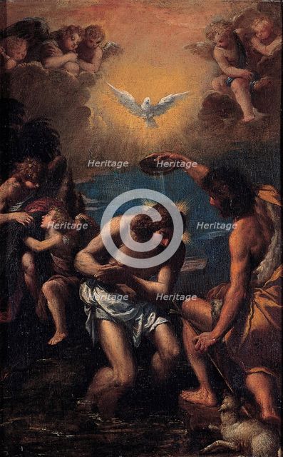 The Baptism of Christ, 1585-1590. Artist: Scarsellino (Scarsella), Ippolito (1551-1620)