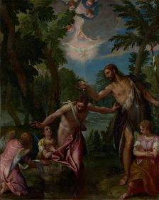 The Baptism of Christ, about 1580-1588. Creators: Paolo Veronese, Workshop of Veronese