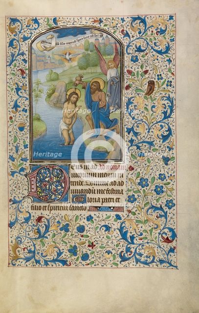 The Baptism of Christ; Arenberg Hours, early 1460s. Creator: Willem Vrelant.