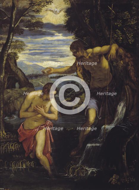 The Baptism of Christ. Artist: Tintoretto, Domenico (1560-1635)