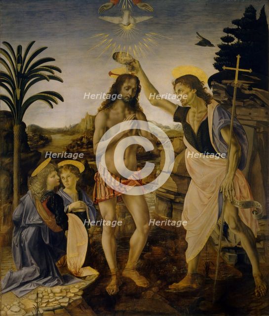 The Baptism of Christ, ca 1470-1475. Artist: Leonardo da Vinci (1452-1519)