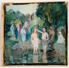 The Baptism of Christ, draft for the Luumäki church altarpiece, 1913. Creator: Pekka Halonen