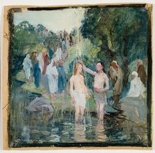 The Baptism of Christ, draft for the Luumäki church altarpiece, 1913. Creator: Pekka Halonen