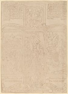 The Baptism of Christ; Pharoah Passing through the Red Sea; Joshua and Caleb, c. 1465. Creator: Unknown