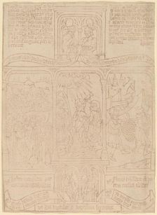 The Baptism of Christ; Pharoah Passing through the Red Sea; Joshua and Caleb, c. 1465. Creator: Unknown