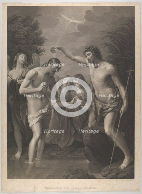 The Baptism of Christ; Saint John the Baptist at right and Christ at left with his ..., ca. 1815-72. Creator: Paul Gleditsch.