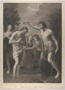 The Baptism of Christ; Saint John the Baptist at right and Christ at left with his ..., ca. 1815-72. Creator: Paul Gleditsch