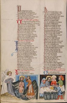 The Baptism of Christ: The Marriage at Cana; Weltchronik, about 1400-1410. Creator: Unknown