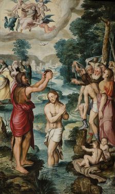 The Baptism of Christ (Triptych, left side panel), 1560. Creator: Robionoy, Jean de (active Mid of the 16th cen.)