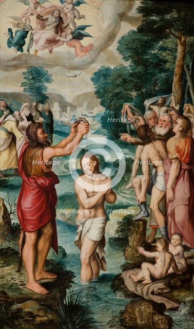 The Baptism of Christ (Triptych, left side panel), 1560. Creator: Robionoy, Jean de (active Mid of the 16th cen.).