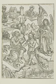 The Baptism of Christ (verso); The Circumcision of Christ (recto), pages 34 and 33..., 1491. Creator: Michael Wolgemut