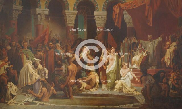 The baptism of Clovis. Artist: Rigo, Jules Vincent (1810-1892)