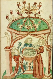 The Baptism of Josaphat; Barlaam und Josaphat, 1469. Creators: Hans Schilling, Diebolt Lauber