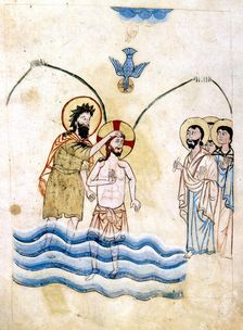 The Baptism of Jesus by St John the Baptist c1334. Artist: Vardan Lorets'i
