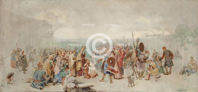 The Baptism of Olof Skötkonung in Husaby by Sigfrid of Sweden. Creator: Kulle, Axel (1846-1908).