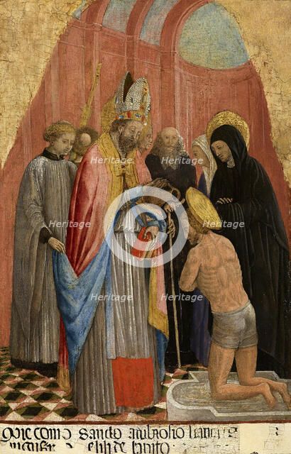 The Baptism of Saint Augustine by Saint Ambrose, 1435-1440. Creator: Vivarini, Antonio (ca 1440-1480).