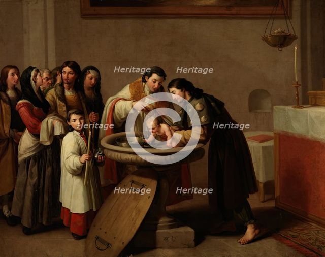 The Baptism of Saint Francis, c1787. Creator: Zacarias Gonzalez Velazquez.