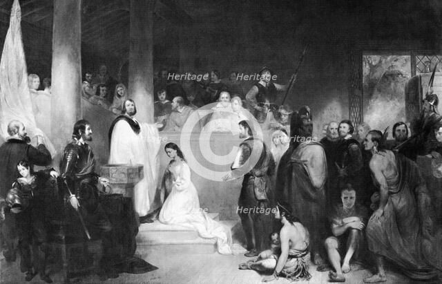The Baptism of Pocahontas at Jamestown, Virginia, 1613, (1840). Artist: John Gadsby Chapman