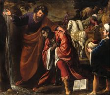 The baptism of the Eunuch. Creator: Lippi, Lorenzo (1606-1665)