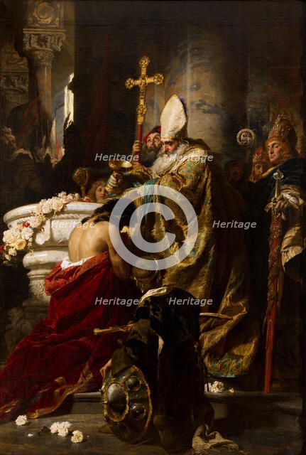 The Baptism of Vajk , 1875. Creator: Benczúr, Gyula (1844-1920).