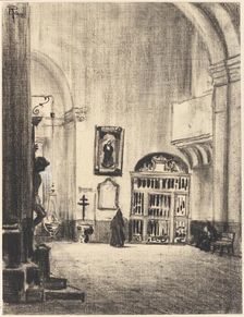 The Baptismal Font of Cervantés, Santa Maria la Mayor, Alcalá, c. 1903. Creator: Joseph J Pennell