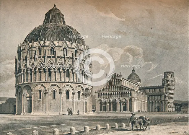 The Baptistry, Cathedral, and Leaning Tower of Pisa', c1906, (1907). Artist: O Schulz.