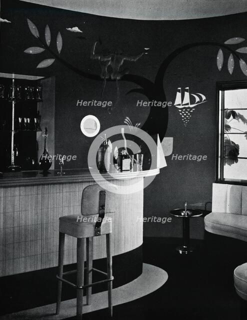 'The Bar in Mr. and Mrs. Joe Penner's house, Beverly Hills, California', c1939. Artist: Stuart O'Brien.
