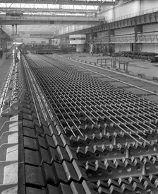 The bar mill cooling beds at the Brightside Foundry, Sheffield, South Yorkshire, 1964. Creator: Michael Walters