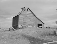 The barn of an older settler on established farm, Boundary County, Idaho, 1939. Creator: Dorothea Lange