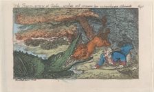 The Baron arrives at Ceylon, combats and conquers two extraordinary oppon..., [1809], reissued 1811. Creator: Thomas Rowlandson