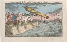 The Baron Jumps into the Sea with a Turkish piece of Ordnance, [1809], re..., [1809], reissued 1811. Creator: Thomas Rowlandson