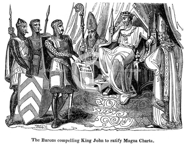 The barons compelling King John (1167-1216) to ratify the Magna Carta, 1215. Artist: Unknown