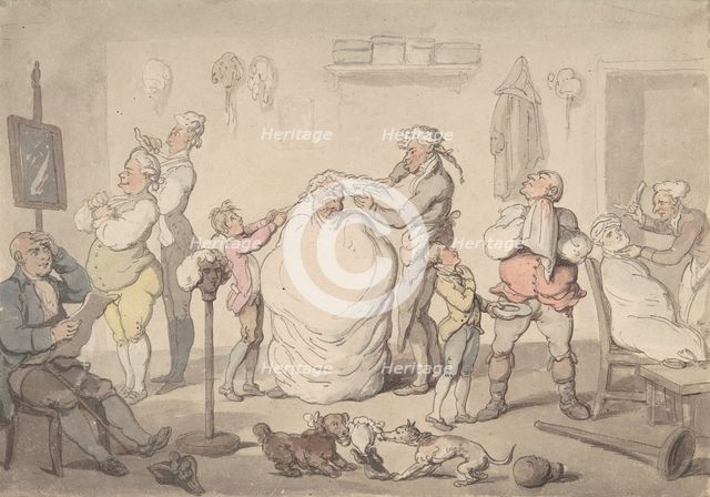The Barber's Shop, 1785-1805. Creator: Thomas Rowlandson.