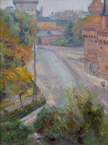 The Barbican and the Florianska Street-View from Zacisze Street, 1894. Creator: Stanislaw Wyspianski