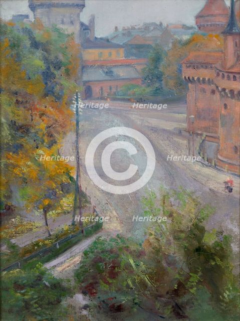 The Barbican and the Florianska Street-View from Zacisze Street, 1894. Creator: Stanislaw Wyspianski.