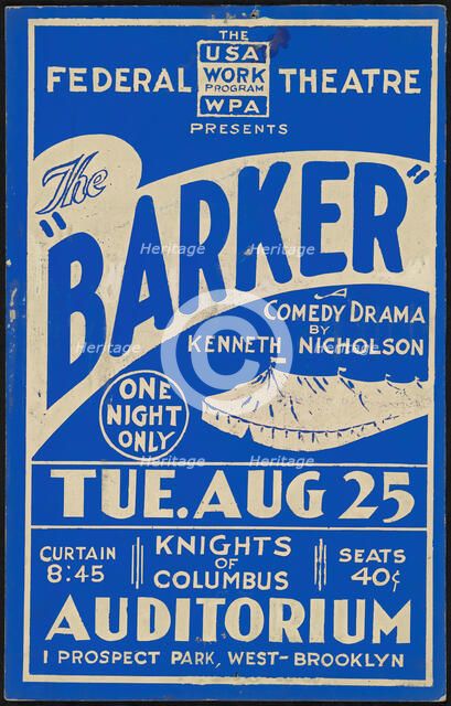 The Barker, New York, [193-]. Creator: Unknown.