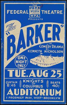 The Barker, New York, [193-]. Creator: Unknown