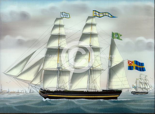 The barque Charlotta Laetitia from Gavle, 1841. Creator: Petrus Weyts.