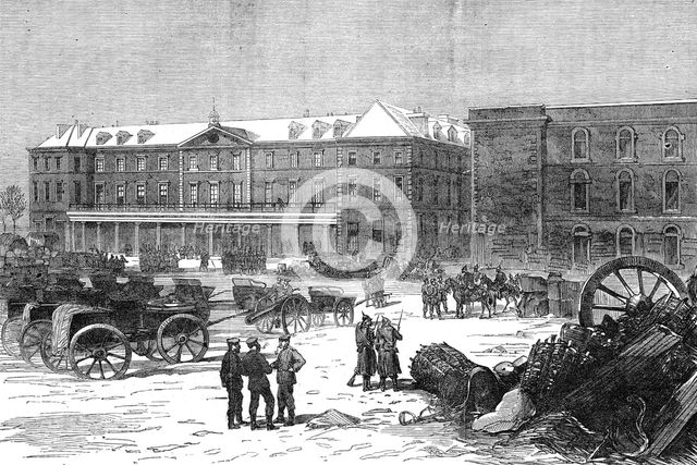 The barrack-square in the fortress of Mont Valérien, 1871. Creator: Unknown.