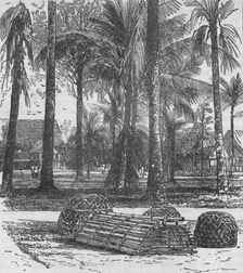 The Barracks at the Residency, with graves of Mr. Birch and Captain Innes 1876, (c1880)