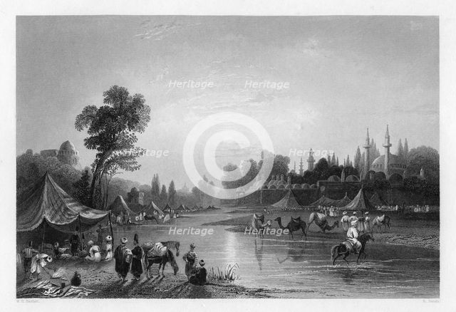 The Barrada River, (the ancient Pharpar), Damascus, Syria, 1841.Artist: Robert Sands