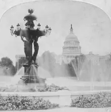 The Bartholdi Fountain and the Capitol, Washington DC, USA, late 19th or early 20th century. Artist: Kilburn Brothers