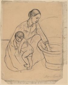 The Bath [recto], 1890-1891. Creator: Mary Cassatt