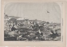 The Bathe at Newport (Harper's Weekly, Vol. II), September 4, 1858. Creator: Unknown
