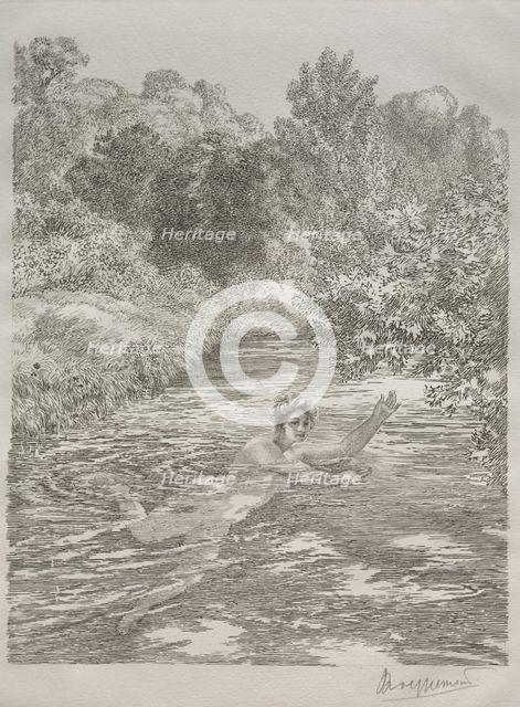 The Bather, c. 1860-70. Creator: Félix Bracquemond (French, 1833-1914).