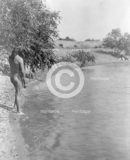 The bather-Mandan, c1908. Creator: Edward Sheriff Curtis.
