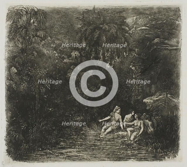 The Bathers beneath the Palms, 1871. Creator: Rodolphe Bresdin.