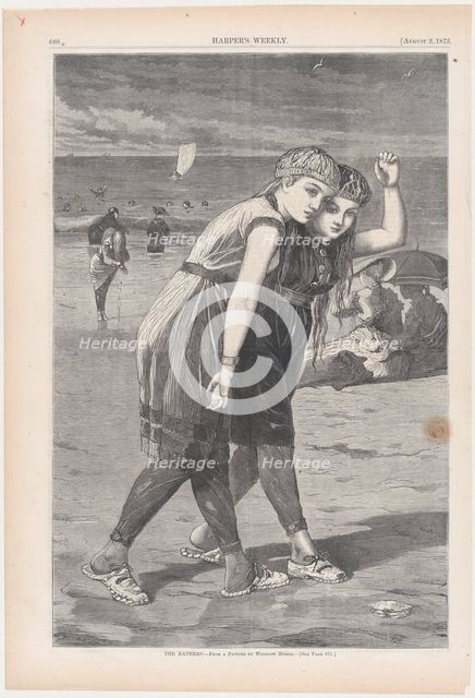 The Bathers (Harper's Weekly, Vol. XVII), August 2, 1873. Creator: William H. Redding.