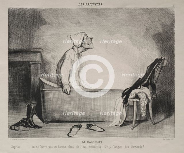 The Bathers, plate 12:The Hot Bath, 28 October 1839. Creator: Honoré Daumier (French, 1808-1879); Aubert.